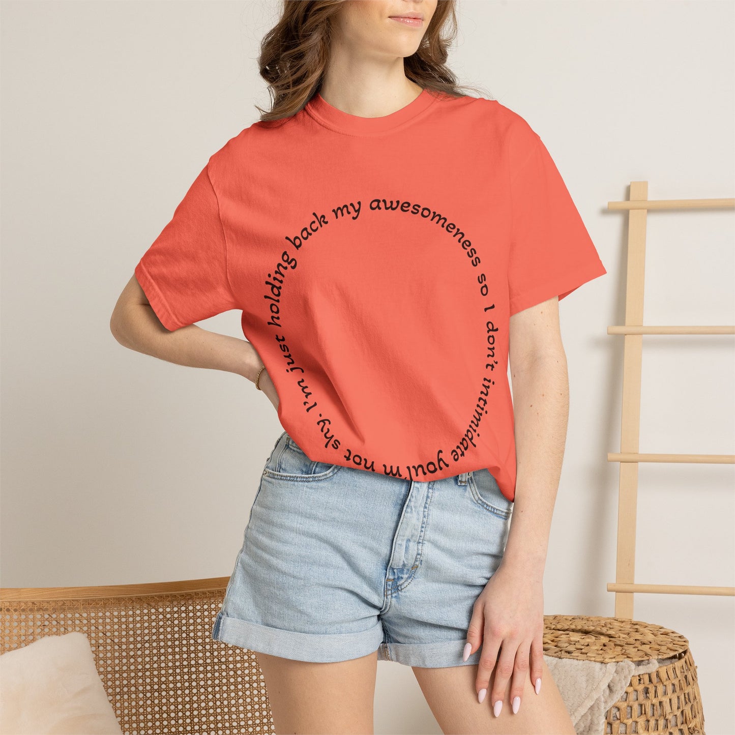 T-Shirt — "I'm just holding back my awesomeness" Circle Text Graphic Tee