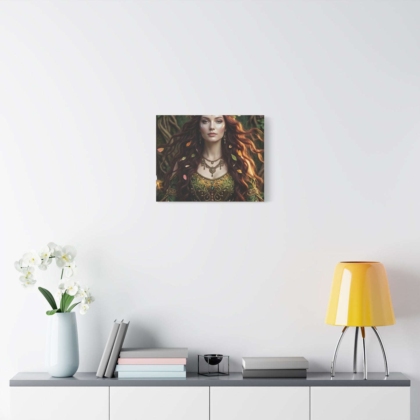 Forest Goddess Canvas Print – Ethereal Redhead Portrait Matte Stretched Wall Art