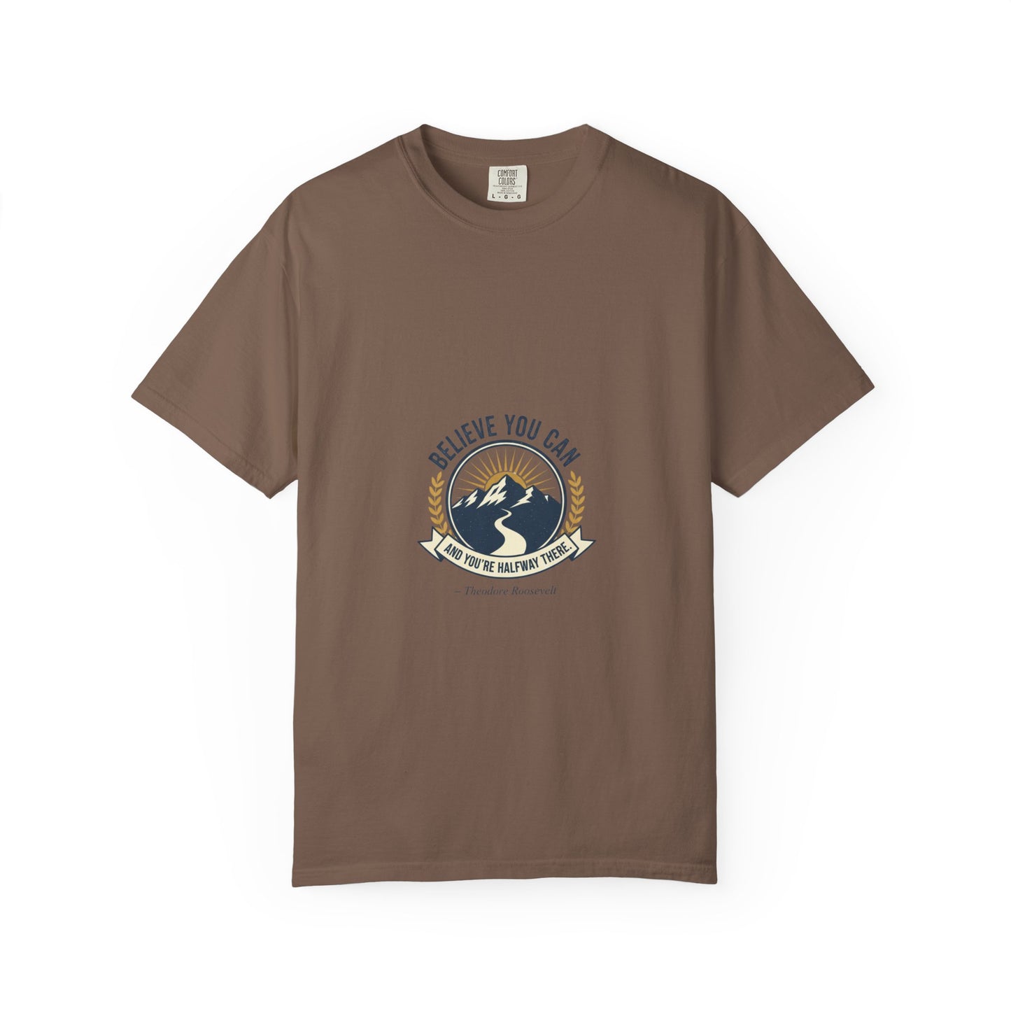 Believe You Can Mountain Motif T-Shirt