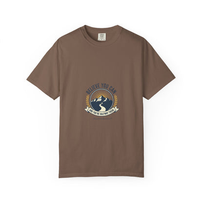 Believe You Can Mountain Motif T-Shirt