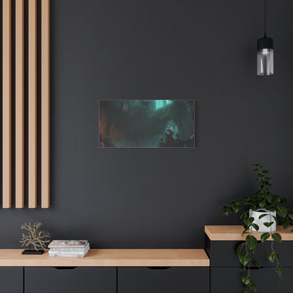 Gothic Romance Matte Canvas Wall Art — Enchanted Ruins with Lovers