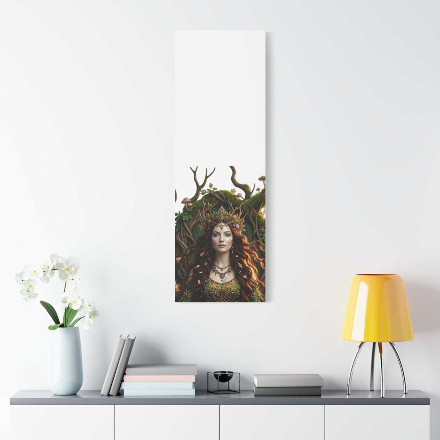 Forest Goddess Canvas Print – Ethereal Redhead Portrait Matte Stretched Wall Art