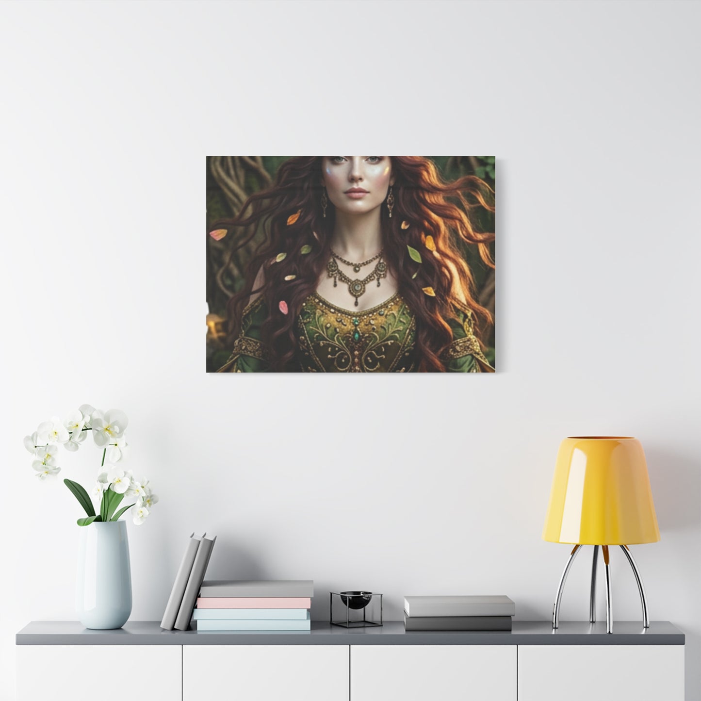 Forest Goddess Canvas Print – Ethereal Redhead Portrait Matte Stretched Wall Art