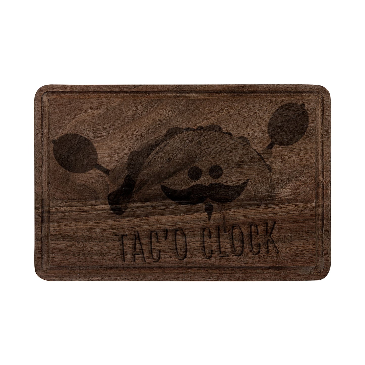 Taco Clock Engraved Wooden Cutting Board