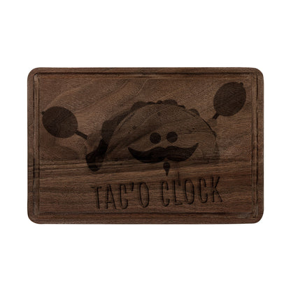 Taco Clock Engraved Wooden Cutting Board