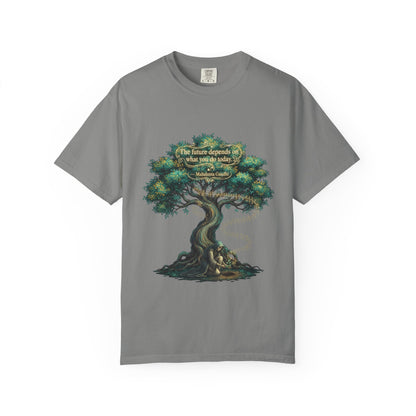 Tree of Wisdom T‑Shirt — "The future depends on what we do today" Nature Quote Tee