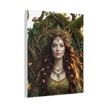 Forest Goddess Canvas Print – Ethereal Redhead Portrait Matte Stretched Wall Art