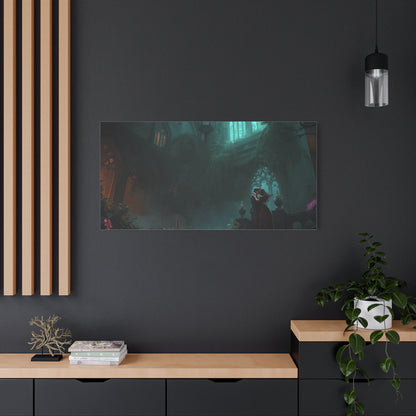 Gothic Romance Matte Canvas Wall Art — Enchanted Ruins with Lovers
