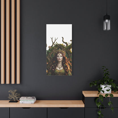 Forest Goddess Canvas Print – Ethereal Redhead Portrait Matte Stretched Wall Art