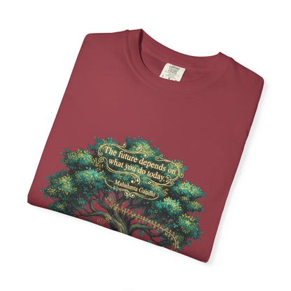 Tree of Wisdom T‑Shirt — "The future depends on what we do today" Nature Quote Tee