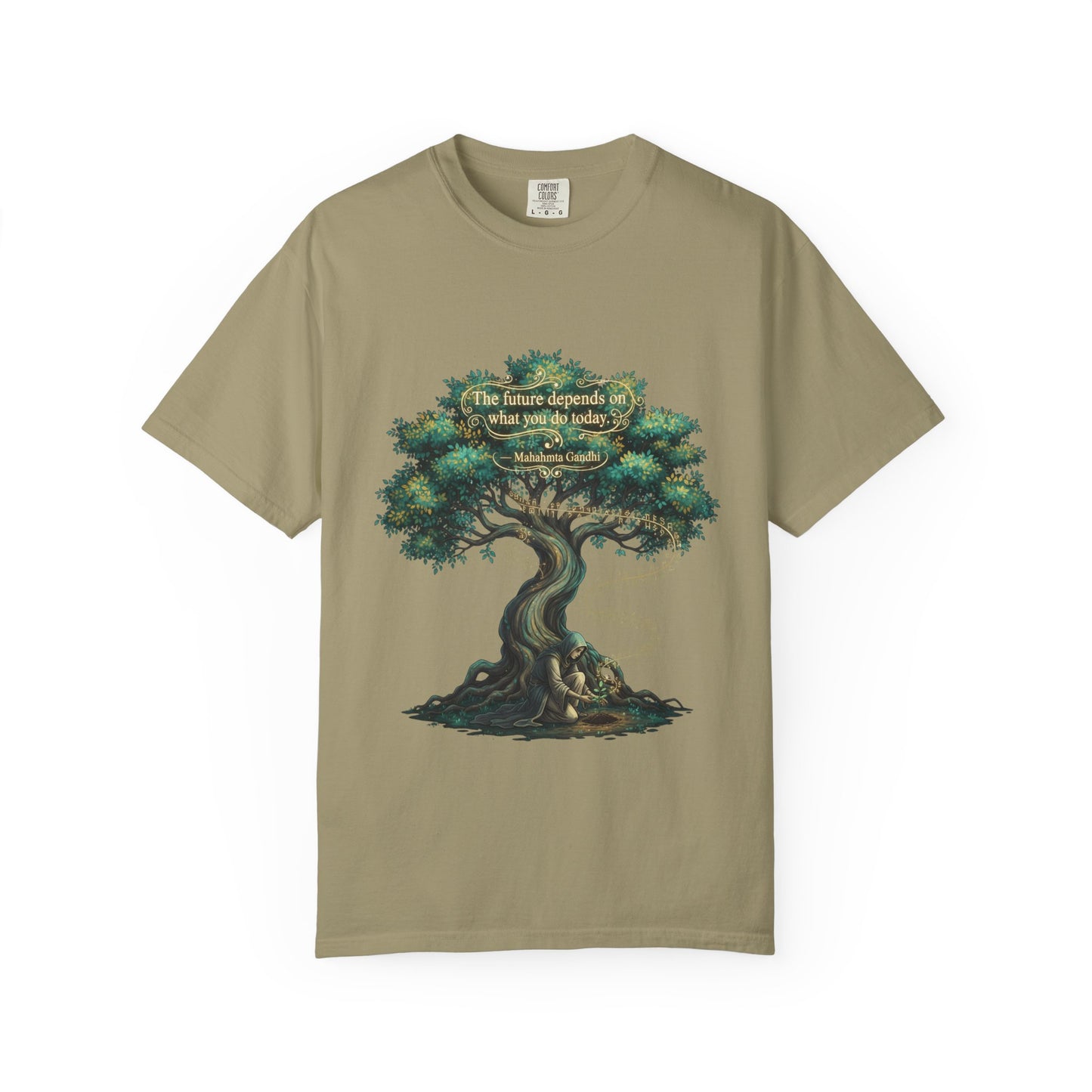Tree of Wisdom T‑Shirt — "The future depends on what we do today" Nature Quote Tee