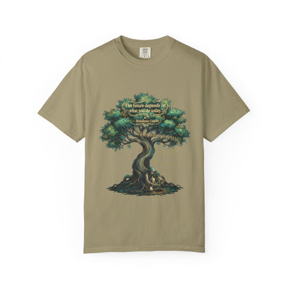 Tree of Wisdom T‑Shirt — "The future depends on what we do today" Nature Quote Tee