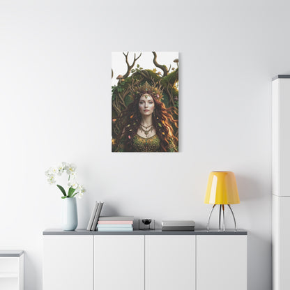 Forest Goddess Canvas Print – Ethereal Redhead Portrait Matte Stretched Wall Art