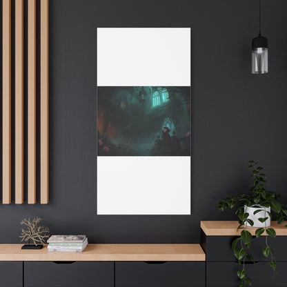 Gothic Romance Matte Canvas Wall Art — Enchanted Ruins with Lovers