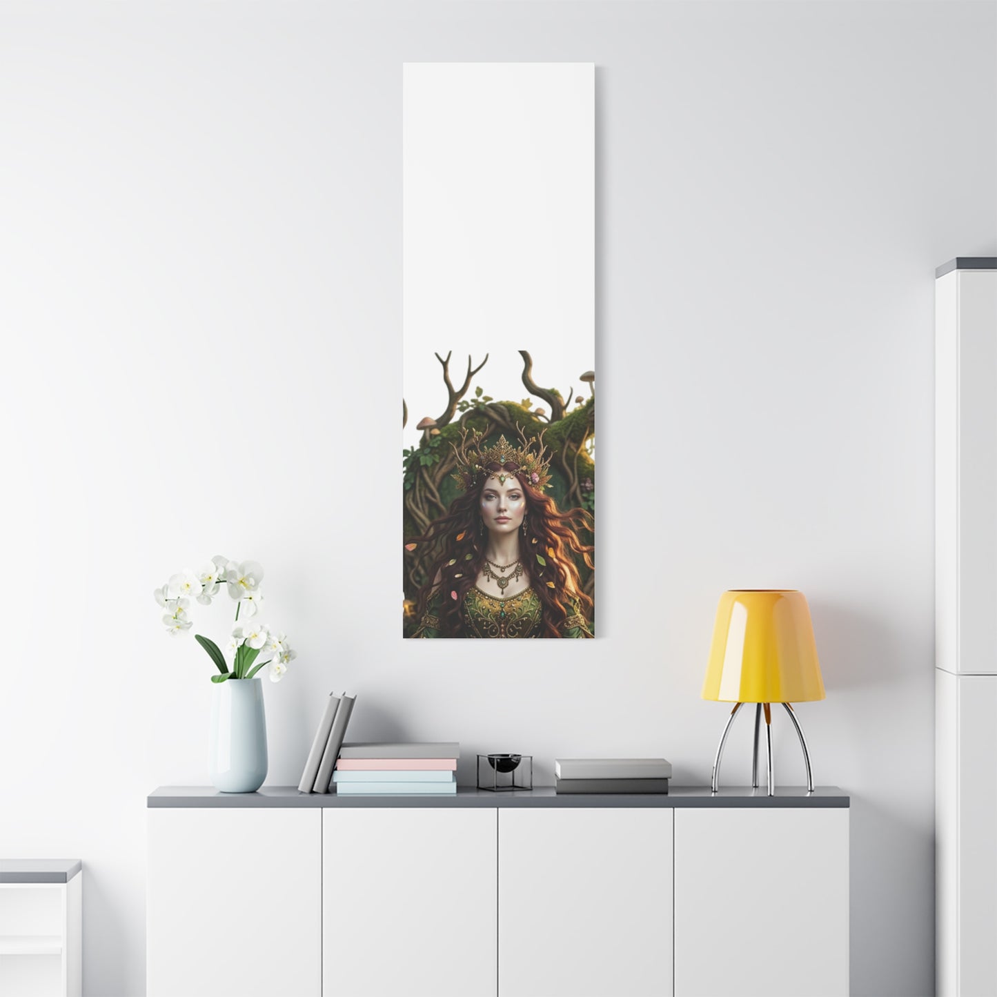 Forest Goddess Canvas Print – Ethereal Redhead Portrait Matte Stretched Wall Art