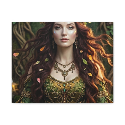 Forest Goddess Canvas Print – Ethereal Redhead Portrait Matte Stretched Wall Art