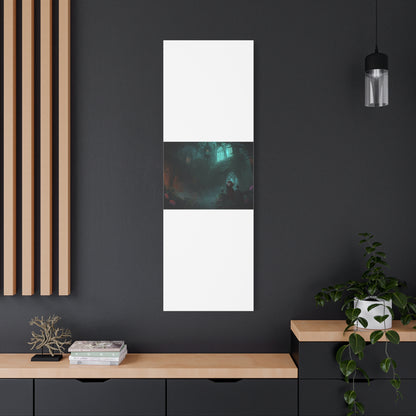 Gothic Romance Matte Canvas Wall Art — Enchanted Ruins with Lovers