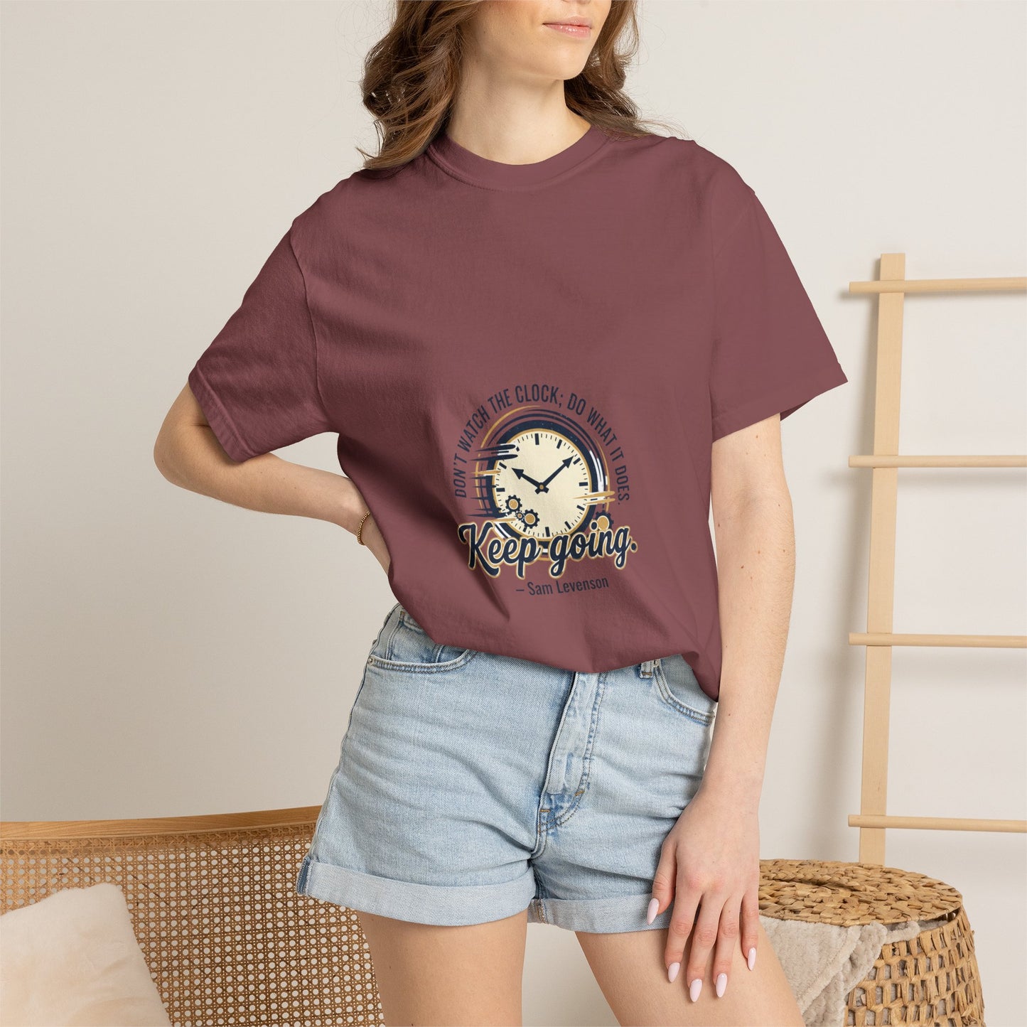 Keep Going Clock Graphic T-Shirt — Inspirational Quote Tee