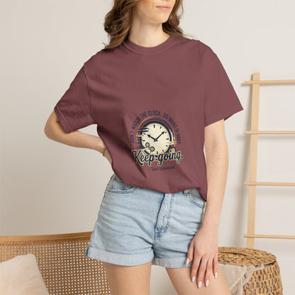 Keep Going Clock Graphic T-Shirt — Inspirational Quote Tee