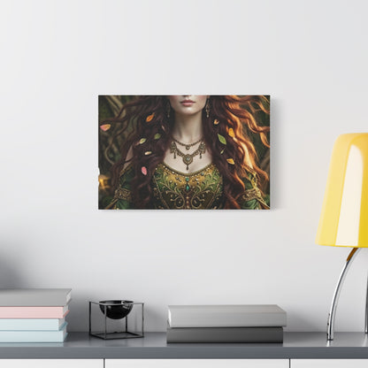 Forest Goddess Canvas Print – Ethereal Redhead Portrait Matte Stretched Wall Art