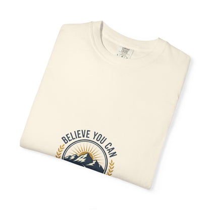 Believe You Can Mountain Motif T-Shirt
