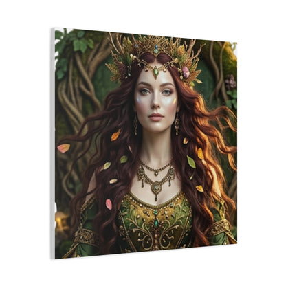 Forest Goddess Canvas Print – Ethereal Redhead Portrait Matte Stretched Wall Art