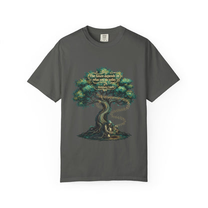 Tree of Wisdom T‑Shirt — "The future depends on what we do today" Nature Quote Tee