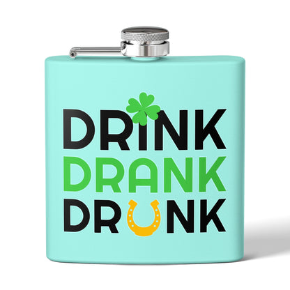 Stainless Flask — "Drink Drank Drunk" St. Patrick's Day 6oz Hip Flask