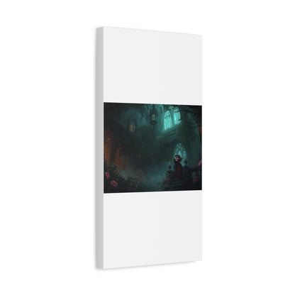 Gothic Romance Matte Canvas Wall Art — Enchanted Ruins with Lovers