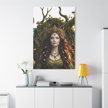 Forest Goddess Canvas Print – Ethereal Redhead Portrait Matte Stretched Wall Art
