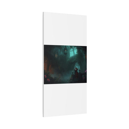 Gothic Romance Matte Canvas Wall Art — Enchanted Ruins with Lovers