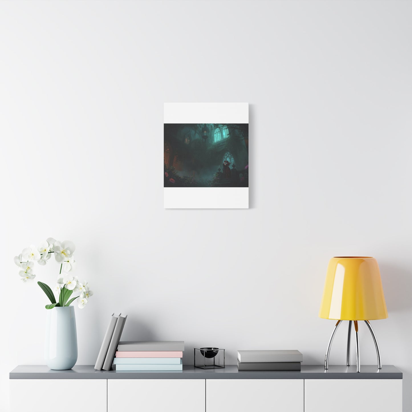 Gothic Romance Matte Canvas Wall Art — Enchanted Ruins with Lovers