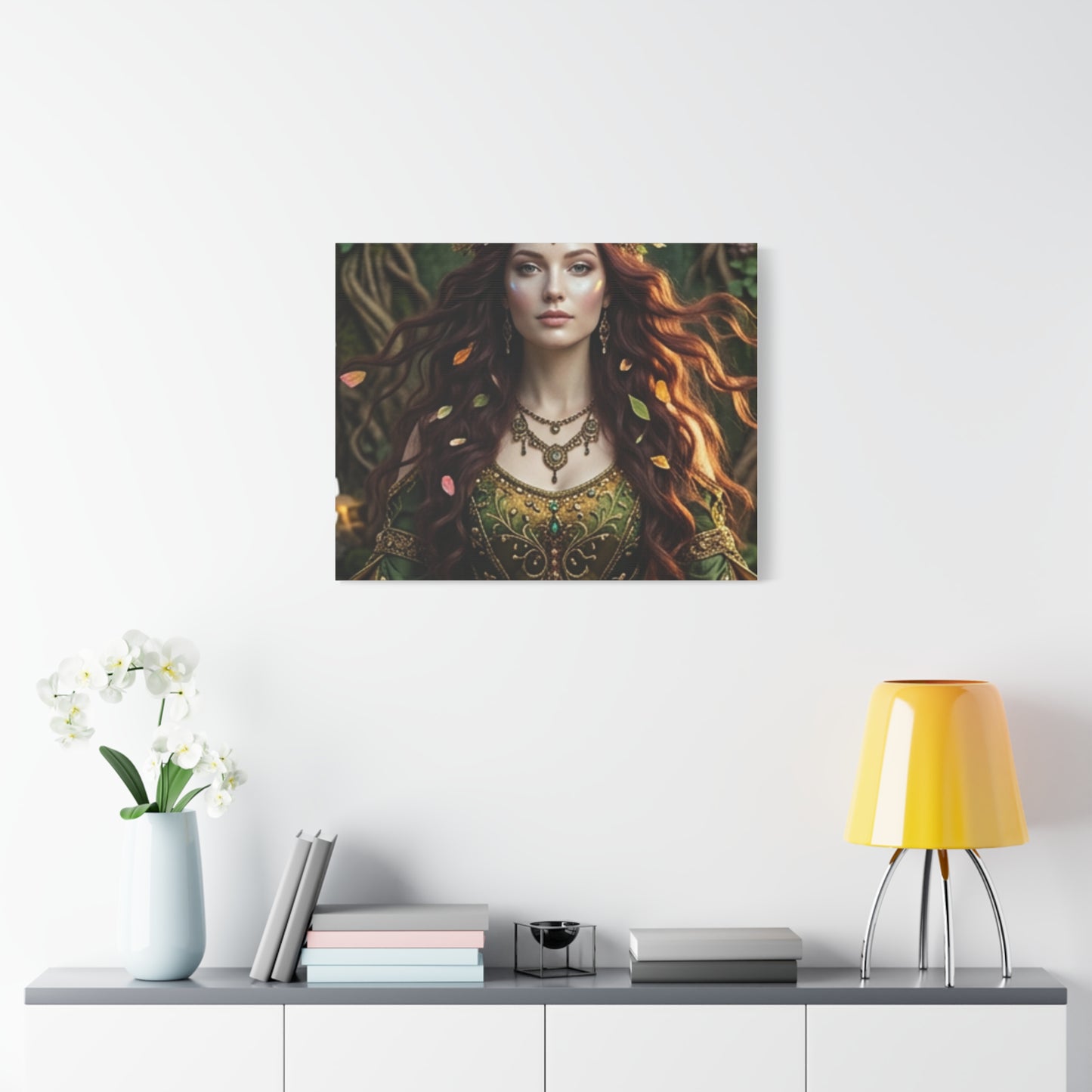 Forest Goddess Canvas Print – Ethereal Redhead Portrait Matte Stretched Wall Art