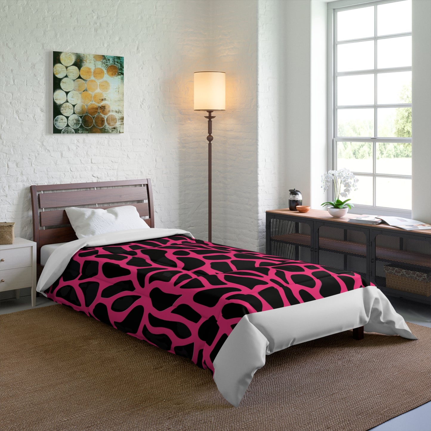 Pink Giraffe Print Comforter