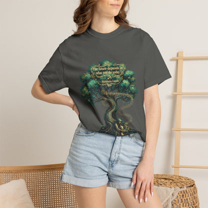 Tree of Wisdom T‑Shirt — "The future depends on what we do today" Nature Quote Tee