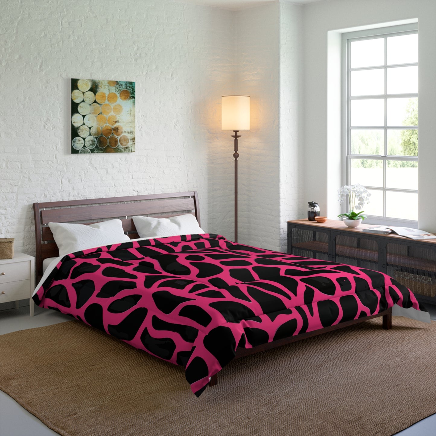 Pink Giraffe Print Comforter