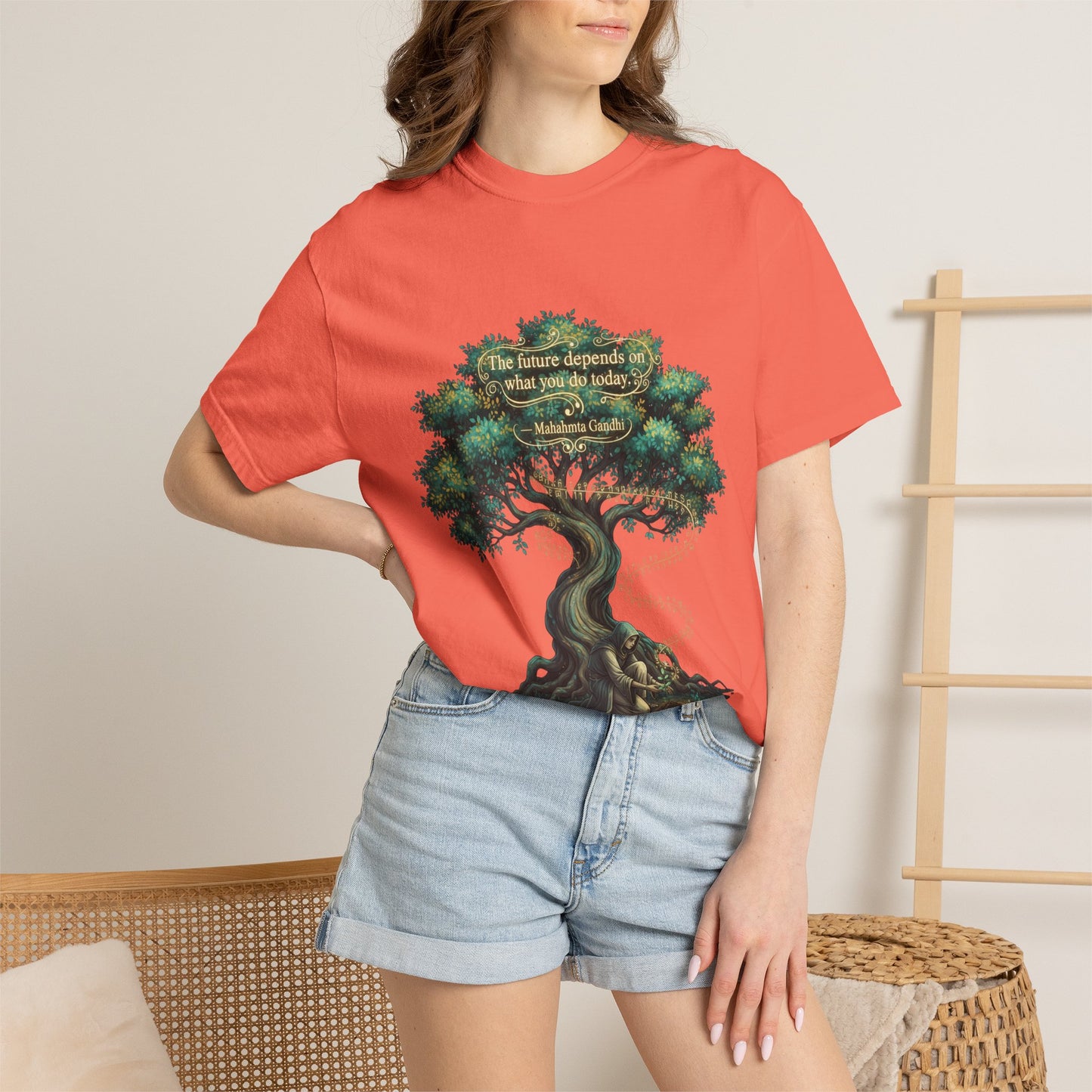 Tree of Wisdom T‑Shirt — "The future depends on what we do today" Nature Quote Tee