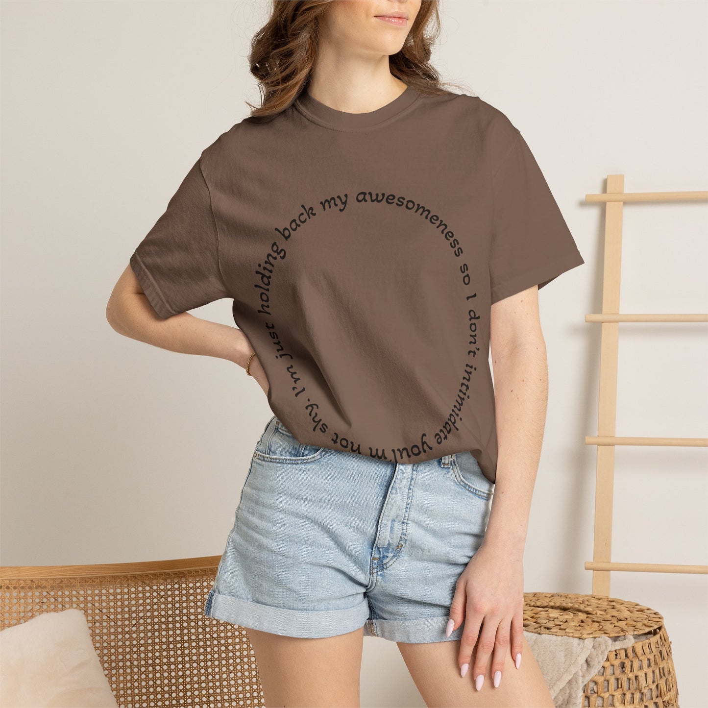 T-Shirt — "I'm just holding back my awesomeness" Circle Text Graphic Tee