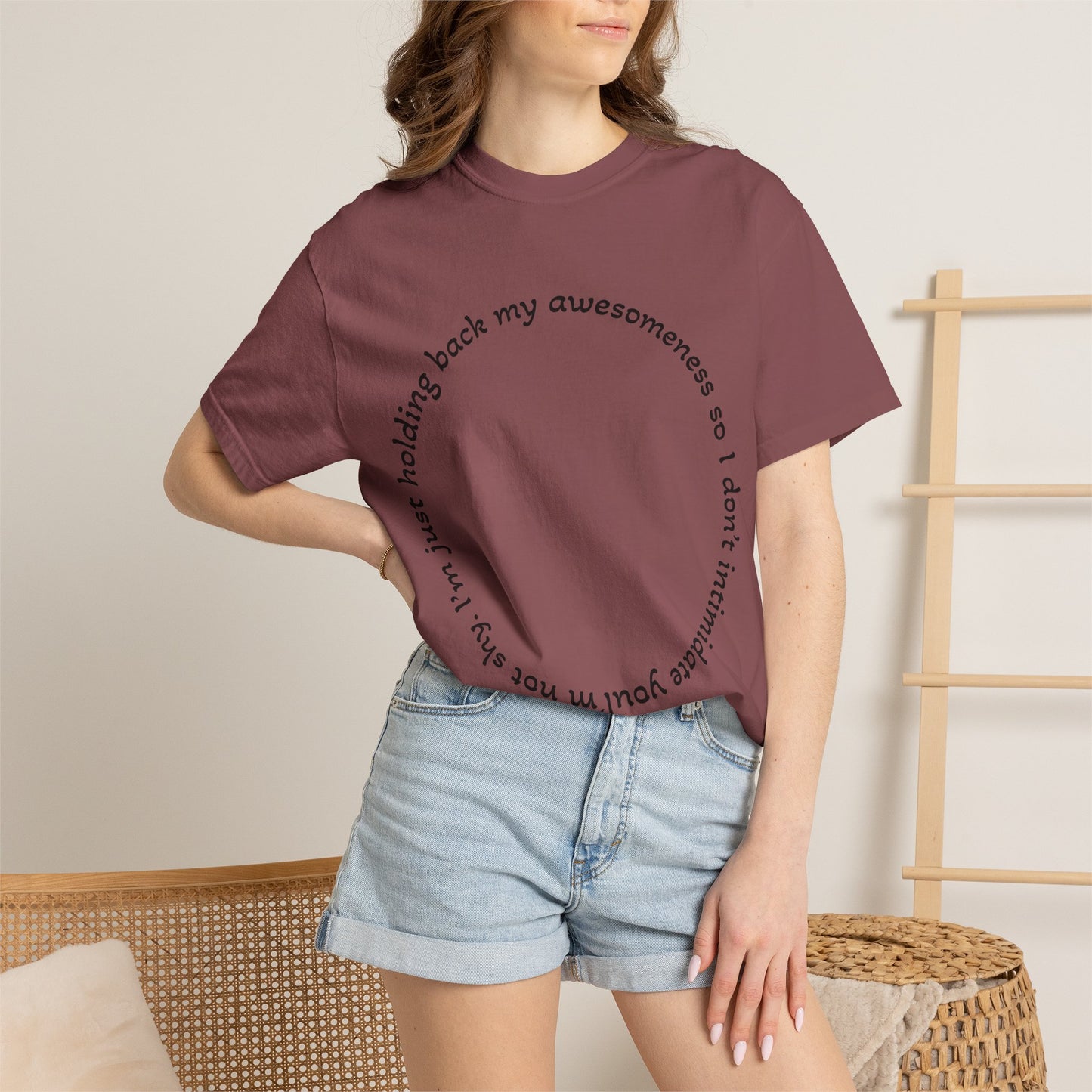 T-Shirt — "I'm just holding back my awesomeness" Circle Text Graphic Tee