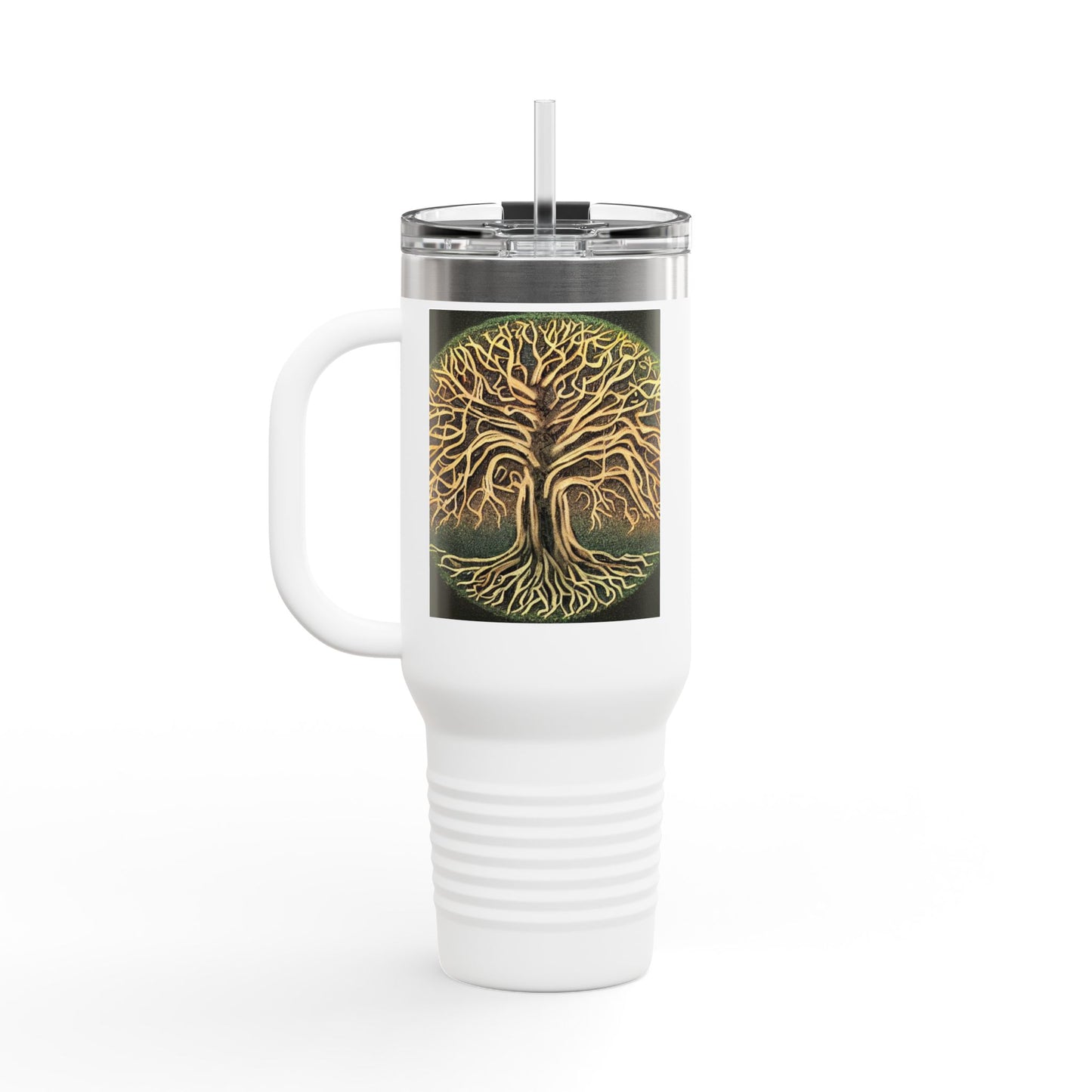 40oz Insulated Travel Mug — Golden Tree of Life Design