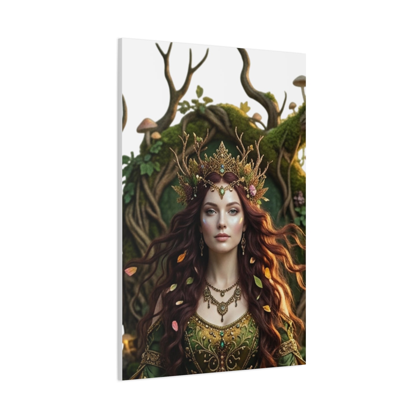 Forest Goddess Canvas Print – Ethereal Redhead Portrait Matte Stretched Wall Art