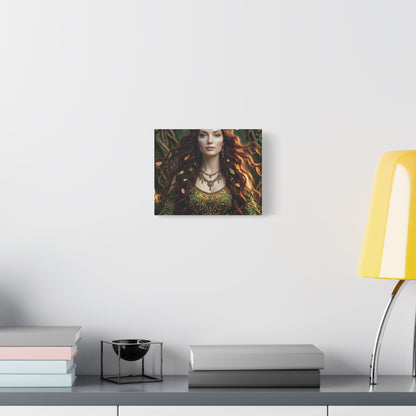 Forest Goddess Canvas Print – Ethereal Redhead Portrait Matte Stretched Wall Art