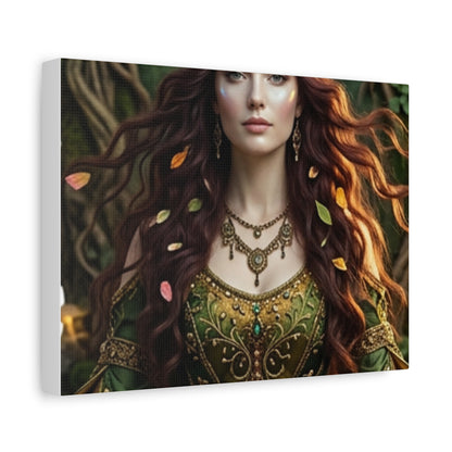 Forest Goddess Canvas Print – Ethereal Redhead Portrait Matte Stretched Wall Art