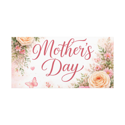 Mother's Day Canvas Wall Art - "Happy Mother's Day" Floral Stretched Matte Print