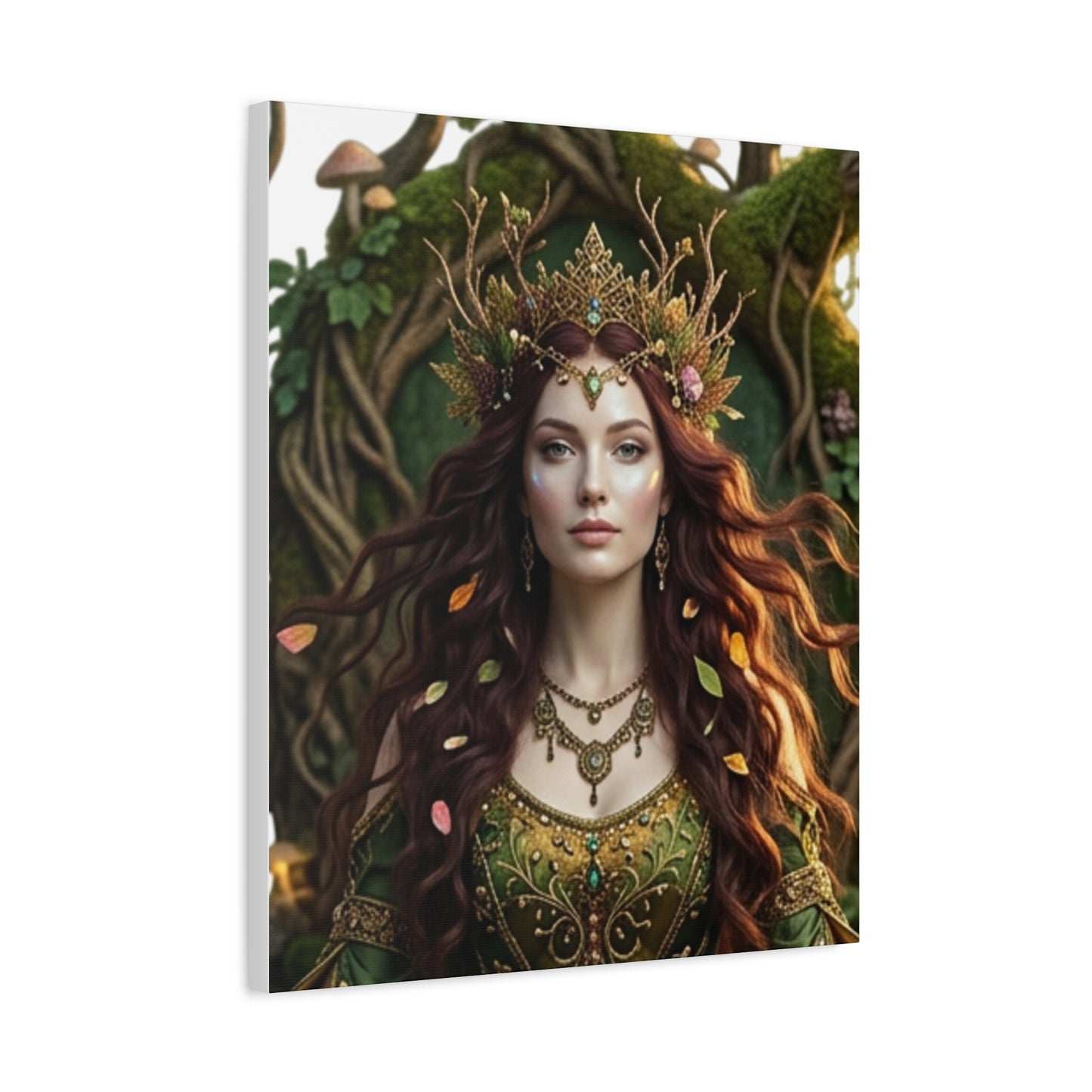 Forest Goddess Canvas Print – Ethereal Redhead Portrait Matte Stretched Wall Art