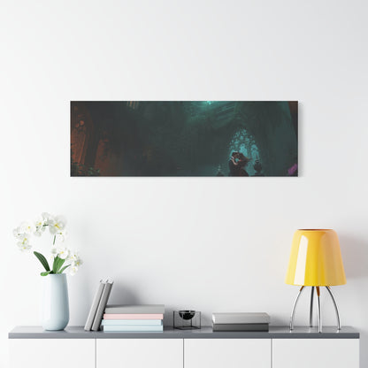 Gothic Romance Matte Canvas Wall Art — Enchanted Ruins with Lovers
