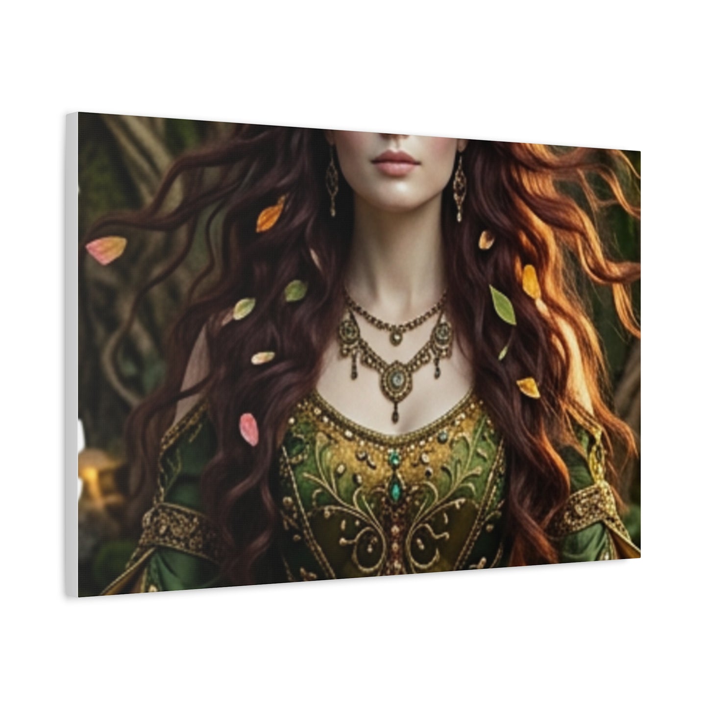 Forest Goddess Canvas Print – Ethereal Redhead Portrait Matte Stretched Wall Art