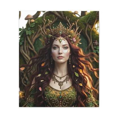 Forest Goddess Canvas Print – Ethereal Redhead Portrait Matte Stretched Wall Art
