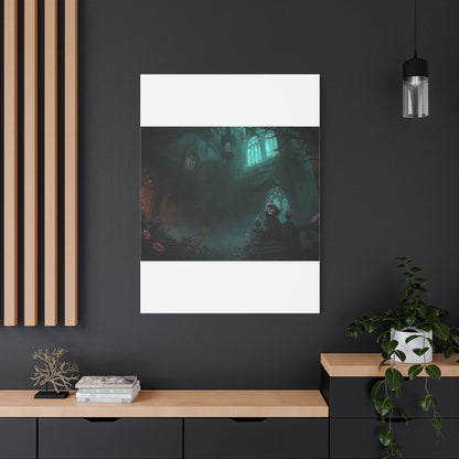 Gothic Romance Matte Canvas Wall Art — Enchanted Ruins with Lovers