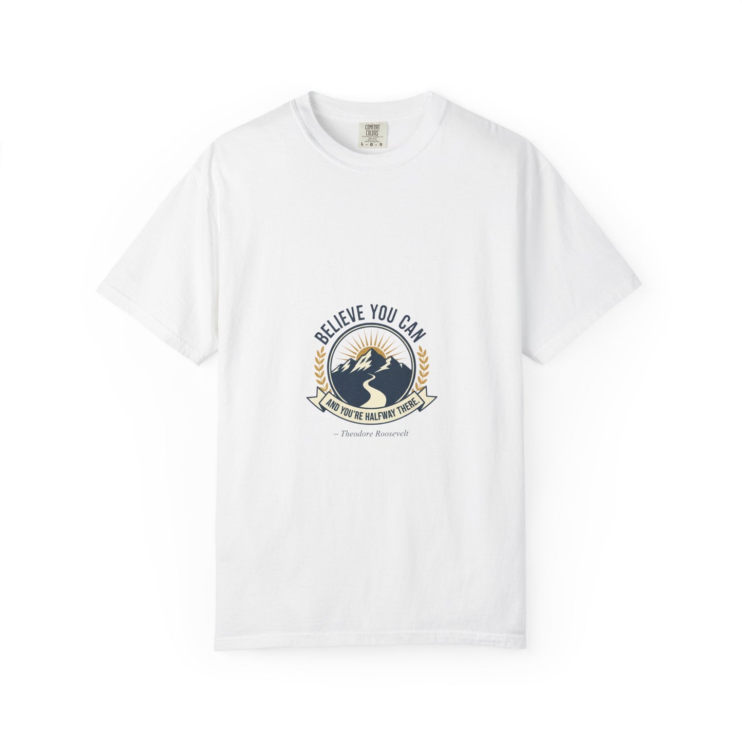 Believe You Can Mountain Motif T-Shirt